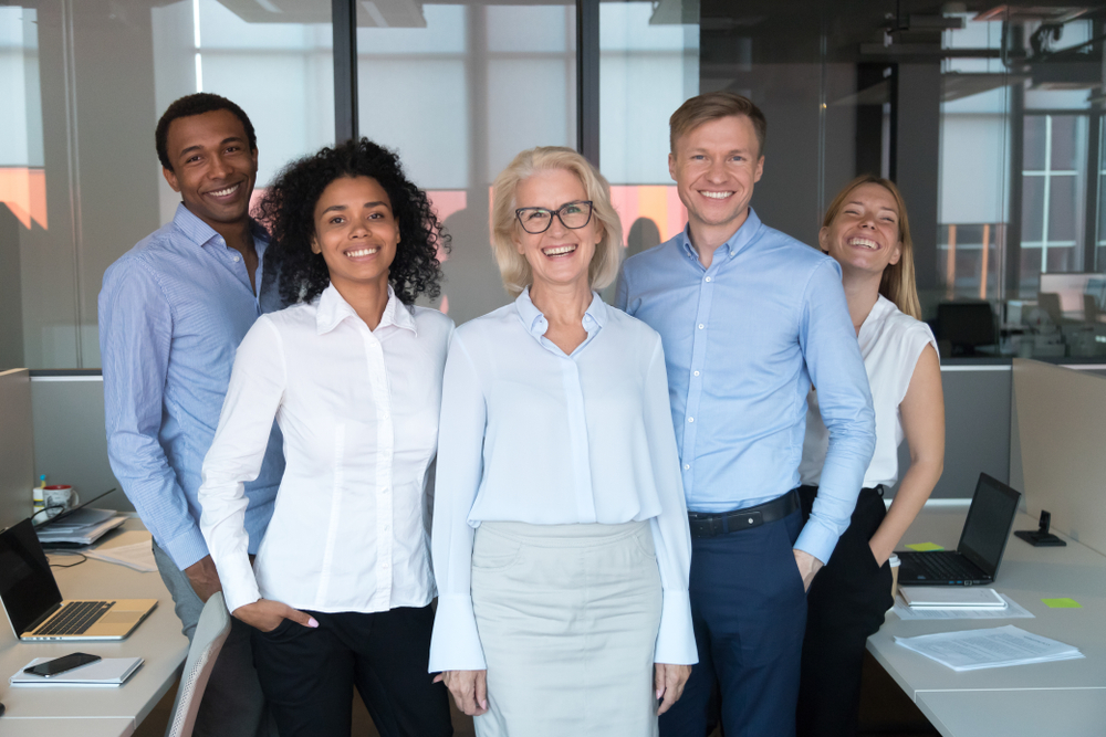 group of diverse employees smiling